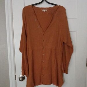 Oli & Halo Rust Orange Button-Up Tunic
